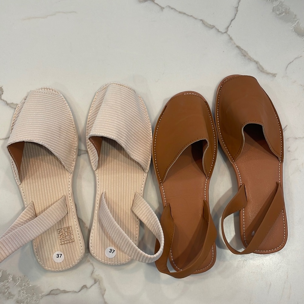 SHEIN Peep-Toe Slingback Sandals (2 Pairs)
